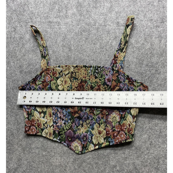 Top Womens Large Floral Tapestry Bustier Corset Crop Tank Cami Multicolor - Picture 2 of 9